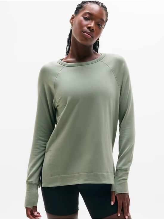 Athleta Tops - Athleta Sage Green Long-Sleeve Crewneck Top